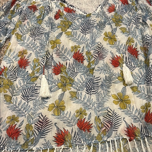 Roberta Roller Rabbit cover up Top with Tassels - Picture 3 of 5